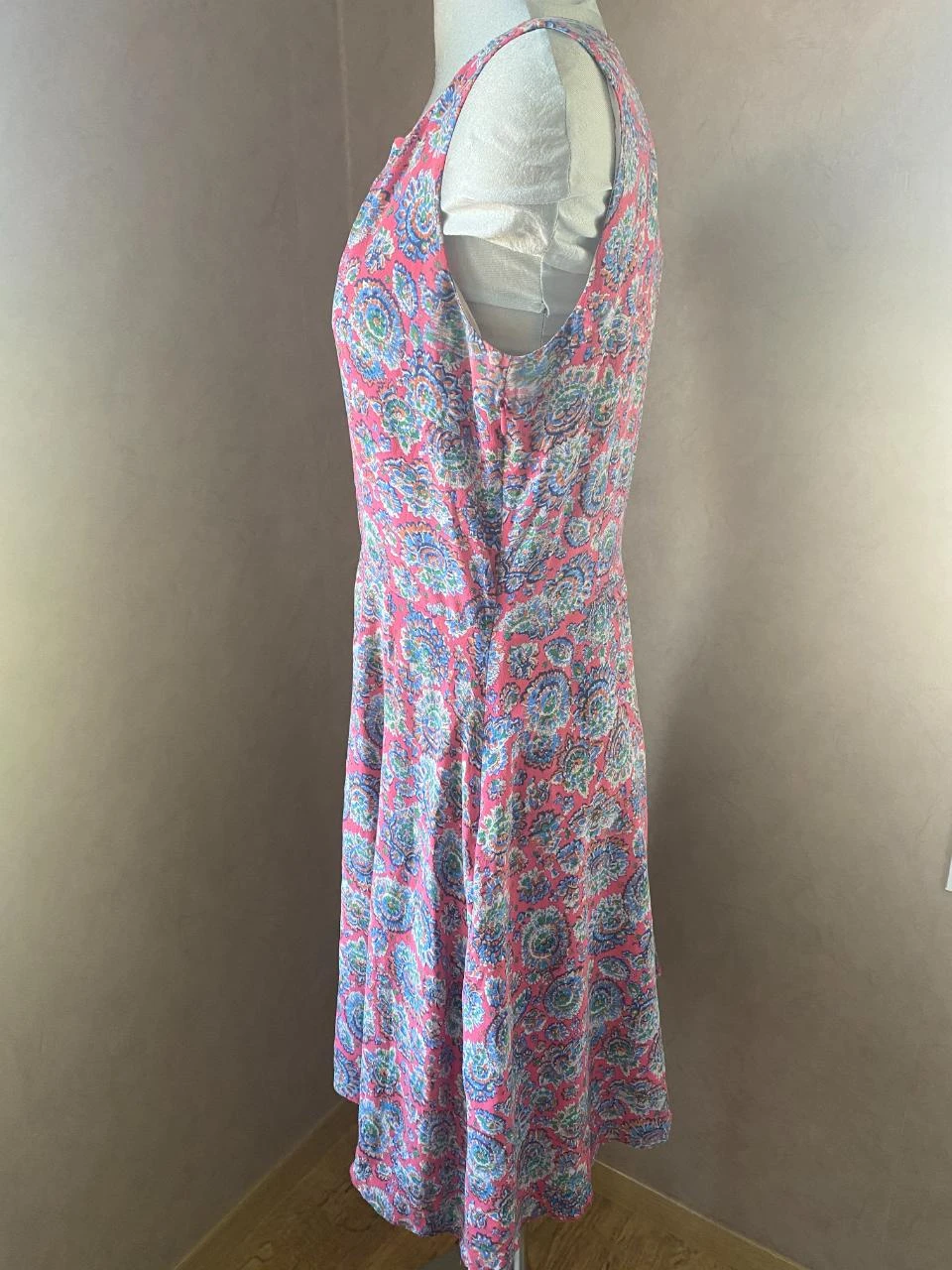 Prachtige Caroll jurk maat 42 van zijde – Roze met bohemien-chique bloemenprint – photo 7